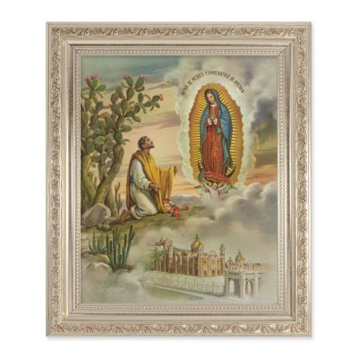 Our Lady Of Guadalupe w/Juan Diego 10x8 inch Print In a Silver Frame - 846218069220 - 164-219