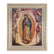 Our Lady Of Guadalupe w/Angels 10x8 inch Print In a Silver Frame