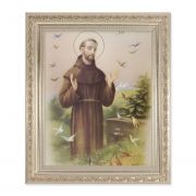 St Francis 10x8 inch Print In a Antique Silver Frame