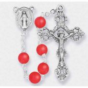 17.5 inch 6mm Round Coral Cat's Eye Glass Bead Rosary