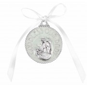 2 1/4" Enameled White Crib Medal Gift Boxed