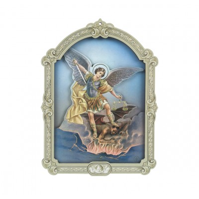 Saint Michael 9 Multi-Layered Dimensional Wooden Plaque - - 2539-330 Saint Michael 9 Multi-Layered Dimensional Wooden Plaque - - 2539-330