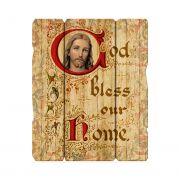 God Bless Our Home 11 1/4x14" Vintage Plaque With Hanger