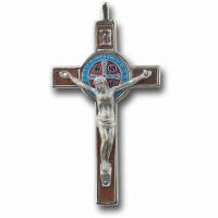 3.25 inch Enameled Saint Benedict Cross on a 30 inch Cord