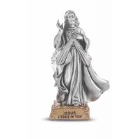 4 1/2" Divine Mercy Pewter Statue On Base