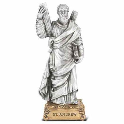 4 1/2 inch Saint Andrew Pewter Statue On Base - 846218070660 - 1799-404