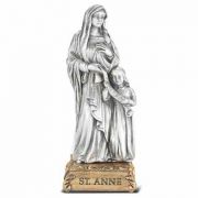 4 1/2 inch Saint Anne Pewter Statue On Base