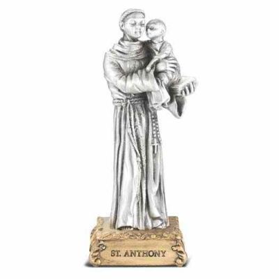 4 1/2 inch Saint Anthony Pewter Statue On Base - 846218070615 - 1799-300