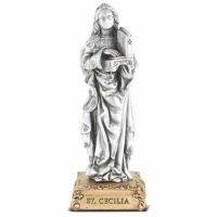 4 1/2 inch Saint Cecilia Pewter Statue On Base