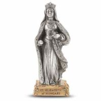 4 1/2 inch Saint Elizabeth Of Hungary Pewter Statue On Base