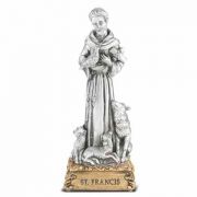 4 1/2 inch Saint Francis Of Assisi Pewter Statue On Base