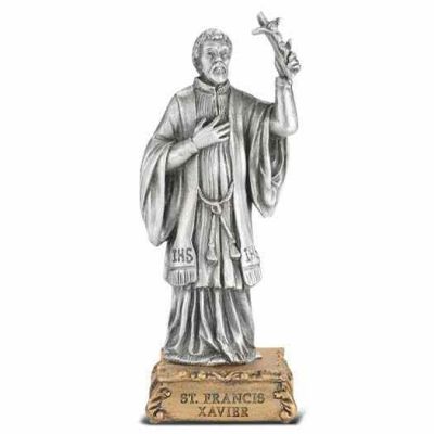 4 1/2 inch Saint Francis Xavier Pewter Statue On Base - 846218070691 - 1799-444