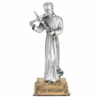 4 1/2 inch Saint Gerard Pewter Statue On Base
