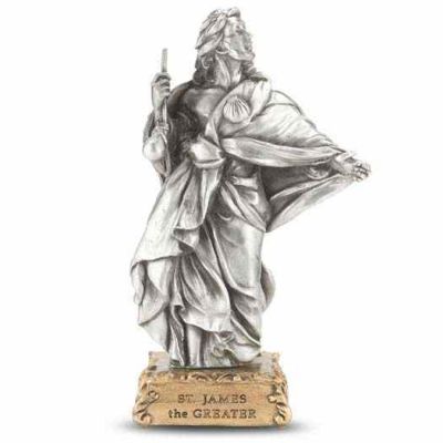 4 1/2 inch Saint James The Greater Pewter Statue On Base -  - 1799-455