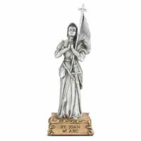 4 1/2 inch Saint Joan Of Arc Pewter Statue On Base