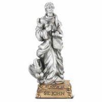4 1/2 inch Saint John The Evangelist Pewter Statue On Base