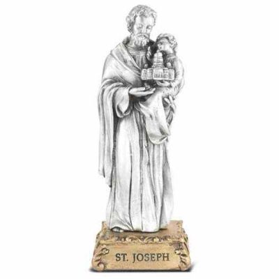 4 1/2 inch Saint Joseph Pewter Statue On Base - 846218070844 - 1799-630
