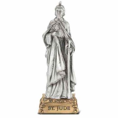 4 1/2 inch Saint Jude Pewter Statue On Base - 846218070639 - 1799-320
