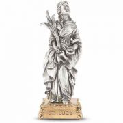 4 1/2 inch Saint Lucy Pewter Statue On Base