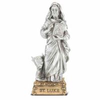 4 1/2 inch Saint Luke Pewter Statue On Base