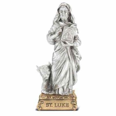 4 1/2 inch Saint Luke Pewter Statue On Base - 846218070714 - 1799-482