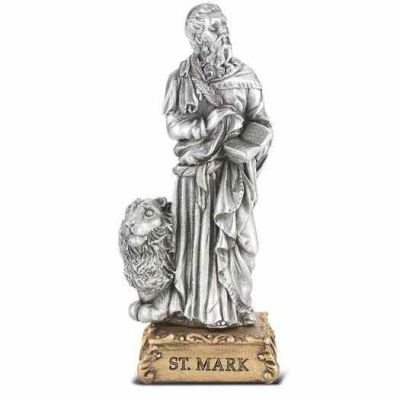 4 1/2 inch Saint Mark Pewter Statue On Base - 846218070721 - 1799-488