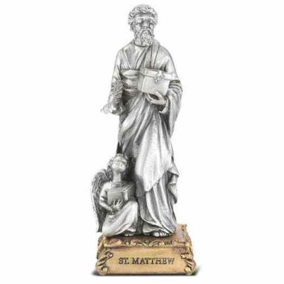 4 1/2 inch Saint Matthew Pewter Statue On Base - 846218070738 - 1799-500