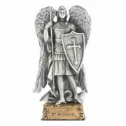 4 1/2 inch Saint Michael Pewter Statue On Base