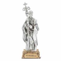 4 1/2 inch Saint Nicholas Pewter Statue On Base