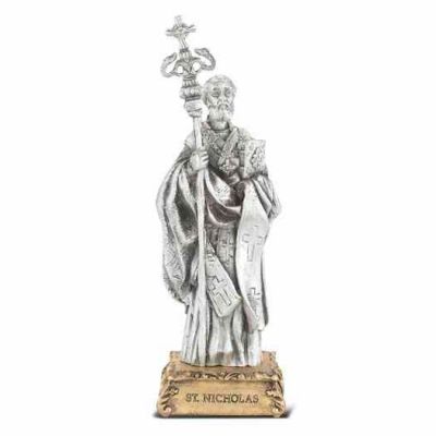 4 1/2 inch Saint Nicholas Pewter Statue On Base - 846218070745 - 1799-508