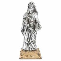 4 1/2 inch Saint Paul Pewter Statue On Base