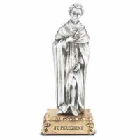 4 1/2 inch Saint Peregrine Pewter Statue On Base