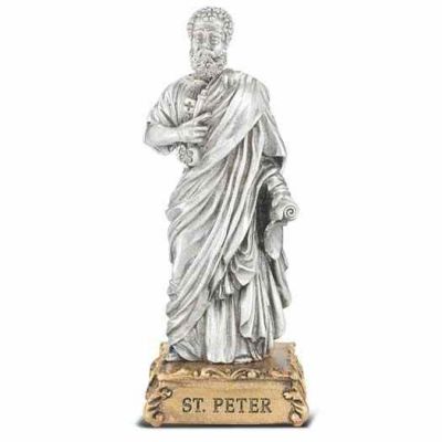 4 1/2 inch Saint Peter Pewter Statue On Base - 846218070776 - 1799-518
