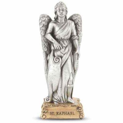 4 1/2 inch Saint Raphael Pewter Statue On Base -  - 1799-526