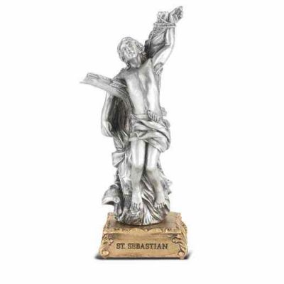 4 1/2 inch Saint Sebastian Pewter Statue On Base - 846218070783 - 1799-540