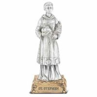 4 1/2 inch Saint Stephen Pewter Statue On Base