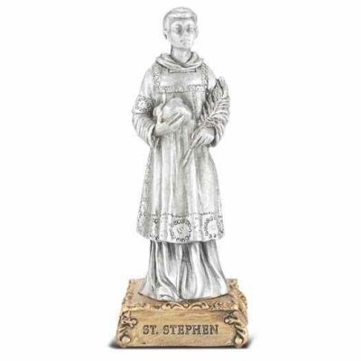 4 1/2 inch Saint Stephen Pewter Statue On Base - 846218070790 - 1799-546