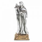 4 1/2 inch Saint Therese Pewter Statue On Base