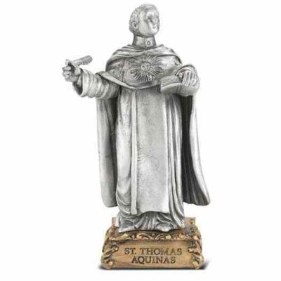 4 1/2 inch Saint Thomas Aquinas Pewter Statue On Base - 846218070806 - 1799-552