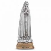 4 1/2" Our Lady Of Fatima Pewter Statue On Base