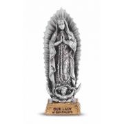 4 1/2" Our Lady of Guadalupe Pewter Statue On Base