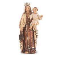 4" O.l. Of Mt. Carmel Hand Painted Solid Resin Statue -