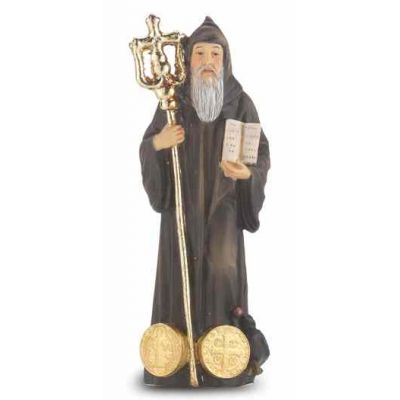 4" St. Benedict Hand Painted Solid Resin Statue - (Pack Of 2) -  - 1735-645
