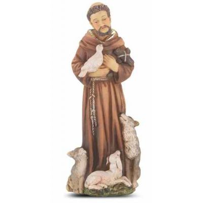 4" St. Francis Of Assisi Hand Painted Solid Resin Statue - 2Pk -  - 1735-310