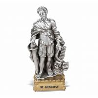 4" St. Genesius Pewter Statue Gift Boxed