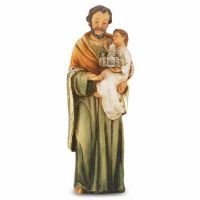 4" St. Joseph Hand Painted Solid Resin Statue
