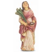 4" St. Lucy Hand Painted Solid Resin Statue
