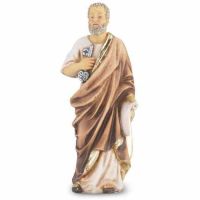 4" St. Peter Hand Painted Solid Resin Statue