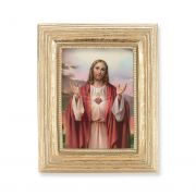 Sacred Heart Of Jesus Gold Stamped Print In Gold Frame - (Pack - 2)