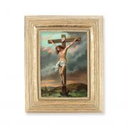Crucifixion Stamped Print In Gold Frame